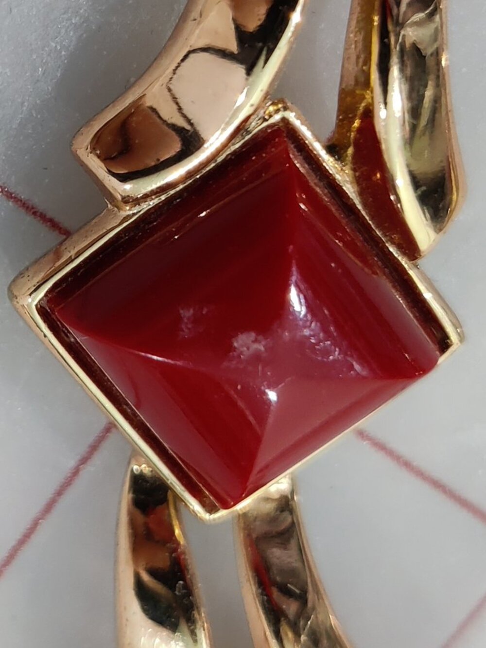 VTG Signed 50s Crown Trifari Gold Tone Red Thermoset Choker Earrings Bracelet - Picture 8 of 12